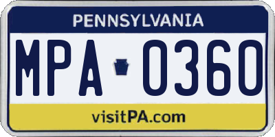PA license plate MPA0360