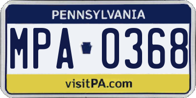 PA license plate MPA0368