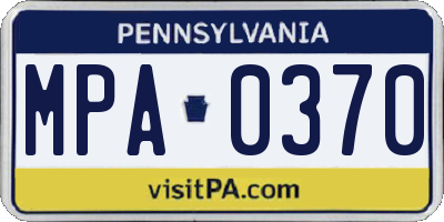 PA license plate MPA0370