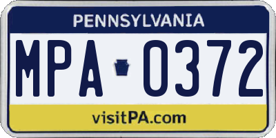 PA license plate MPA0372
