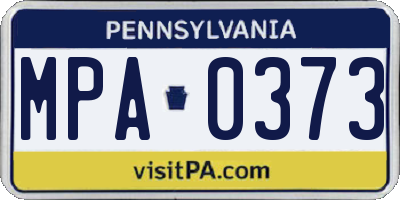 PA license plate MPA0373