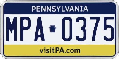 PA license plate MPA0375