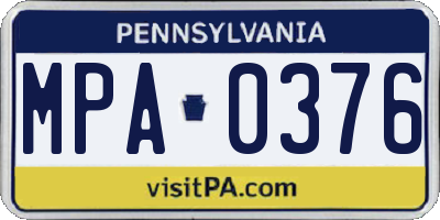PA license plate MPA0376