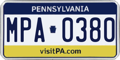 PA license plate MPA0380