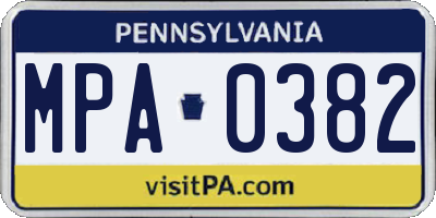 PA license plate MPA0382