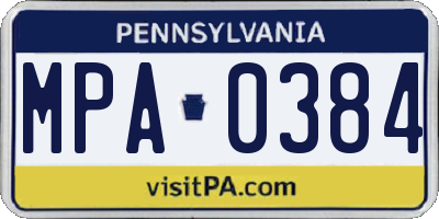 PA license plate MPA0384