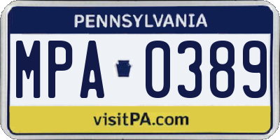 PA license plate MPA0389
