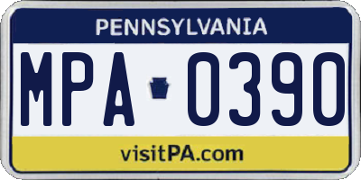 PA license plate MPA0390
