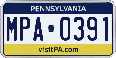 PA license plate MPA0391