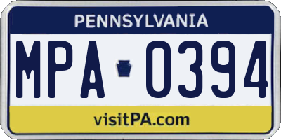 PA license plate MPA0394