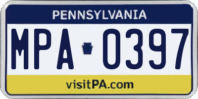 PA license plate MPA0397