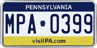 PA license plate MPA0399