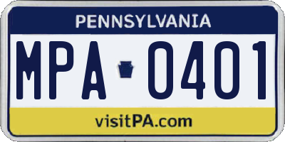 PA license plate MPA0401
