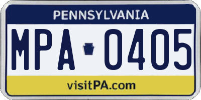 PA license plate MPA0405