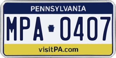 PA license plate MPA0407