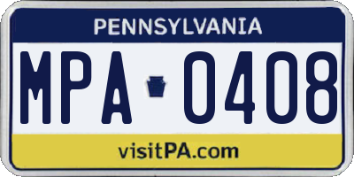 PA license plate MPA0408