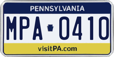 PA license plate MPA0410
