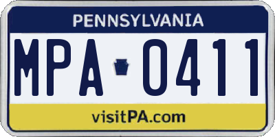 PA license plate MPA0411
