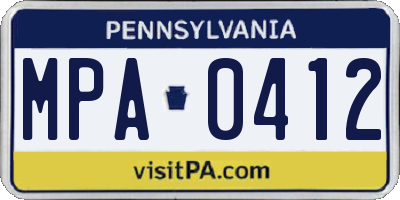 PA license plate MPA0412