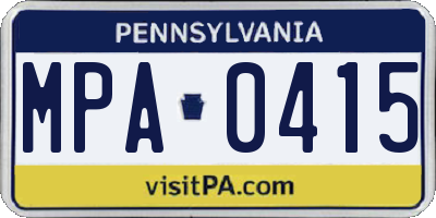 PA license plate MPA0415