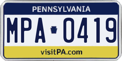 PA license plate MPA0419