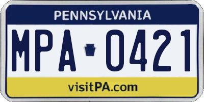 PA license plate MPA0421