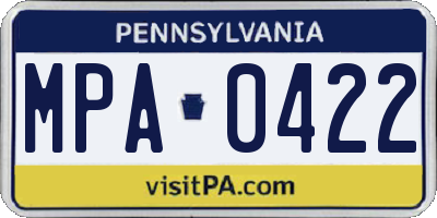 PA license plate MPA0422