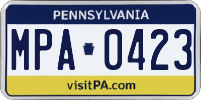 PA license plate MPA0423