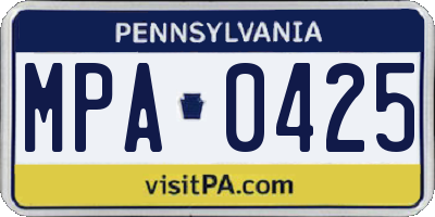 PA license plate MPA0425