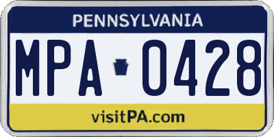 PA license plate MPA0428