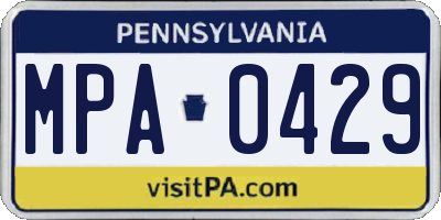 PA license plate MPA0429