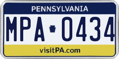 PA license plate MPA0434