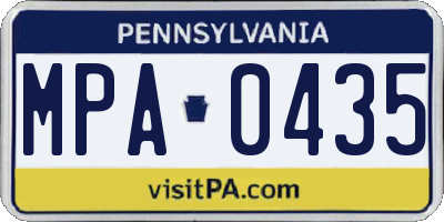 PA license plate MPA0435