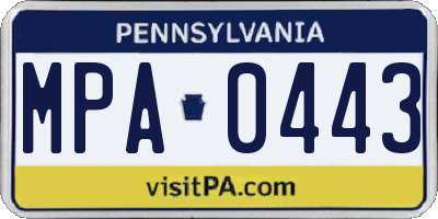 PA license plate MPA0443