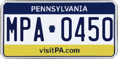 PA license plate MPA0450