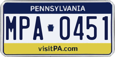 PA license plate MPA0451