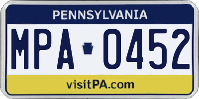 PA license plate MPA0452