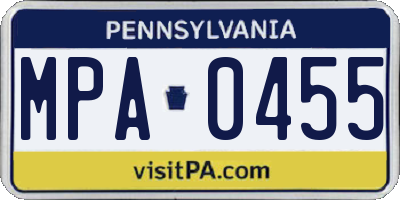 PA license plate MPA0455