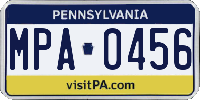 PA license plate MPA0456