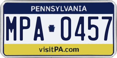 PA license plate MPA0457