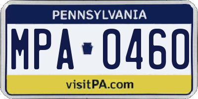 PA license plate MPA0460