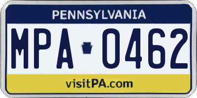 PA license plate MPA0462