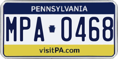 PA license plate MPA0468