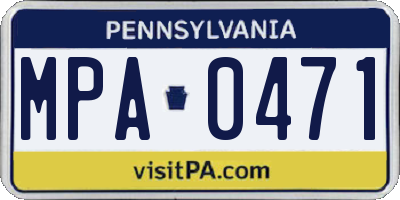 PA license plate MPA0471