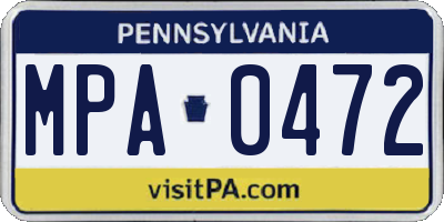 PA license plate MPA0472