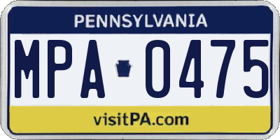 PA license plate MPA0475