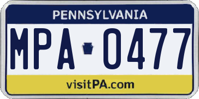 PA license plate MPA0477