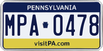 PA license plate MPA0478