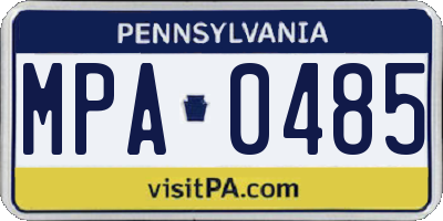 PA license plate MPA0485