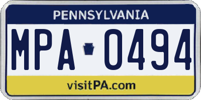 PA license plate MPA0494